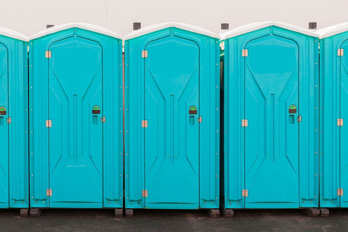 Industrial portable restroom units at a plant in Topeka, Kansas